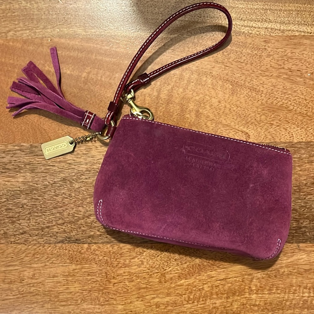 Coach Suede Wristlet - Plum